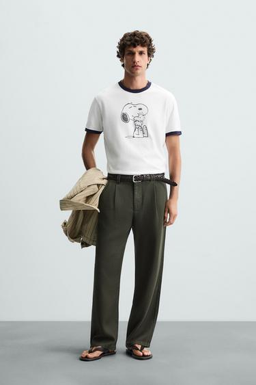 Zara LYOCELL PLEATED PANTS - Green - Image 0