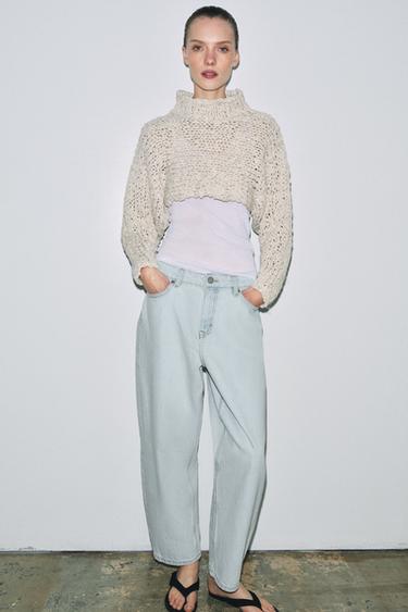 ZW COLLECTION TAPERED MID-WAIST JEANS - Light blue by Zara