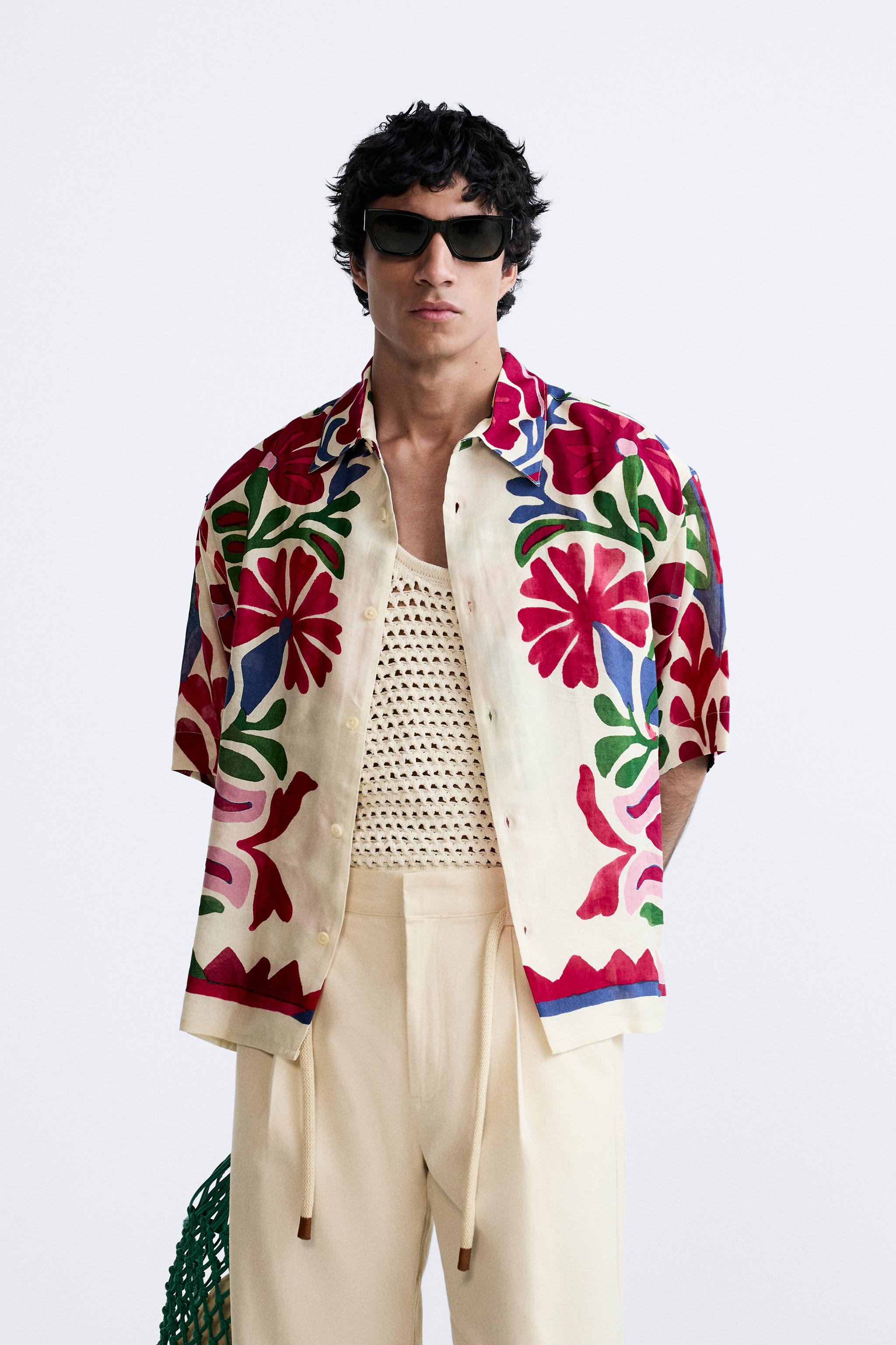 floral print shirt mens zara
