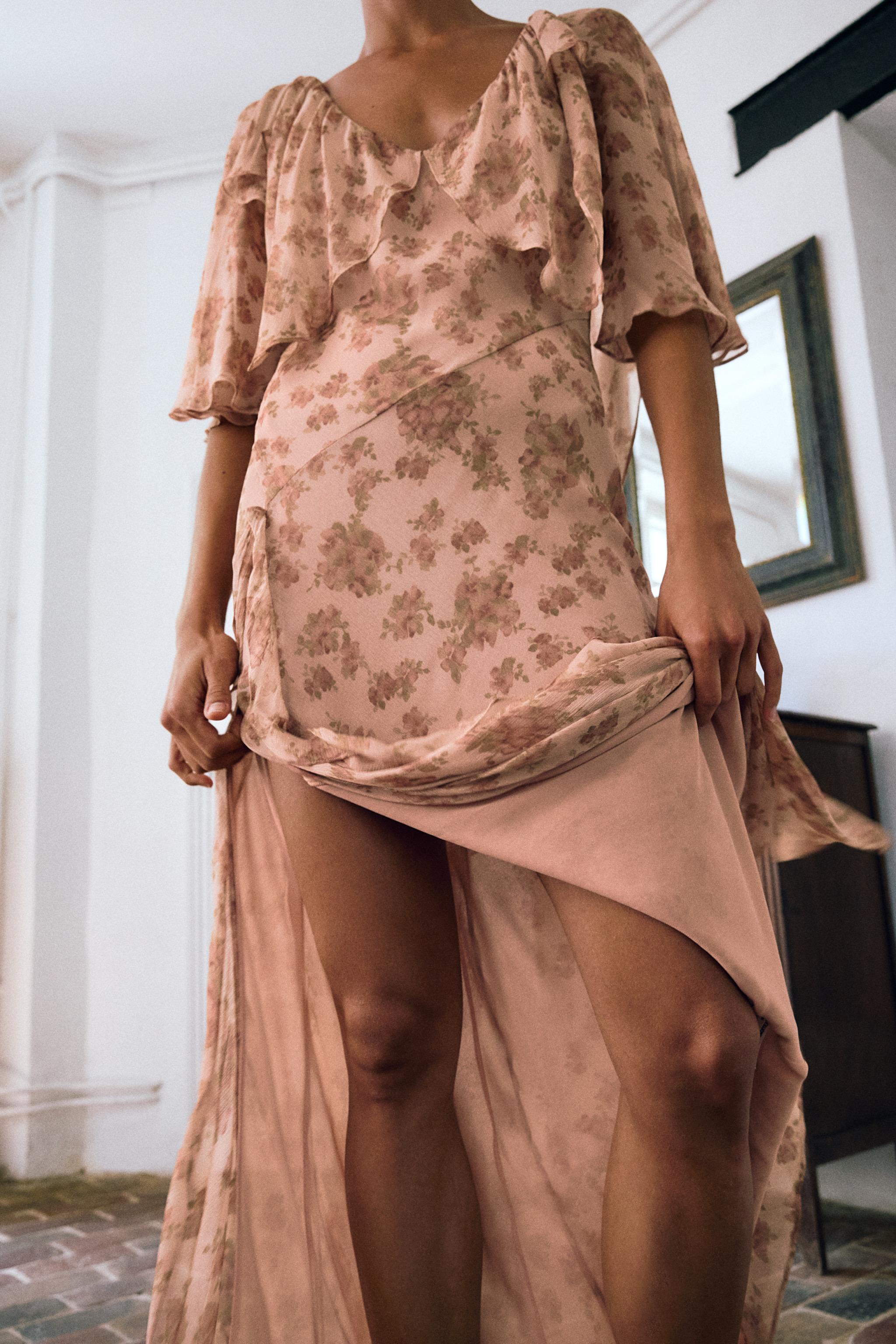 Женские платья Zara FLORAL PRINT RUFFLE DRESS — фото 4