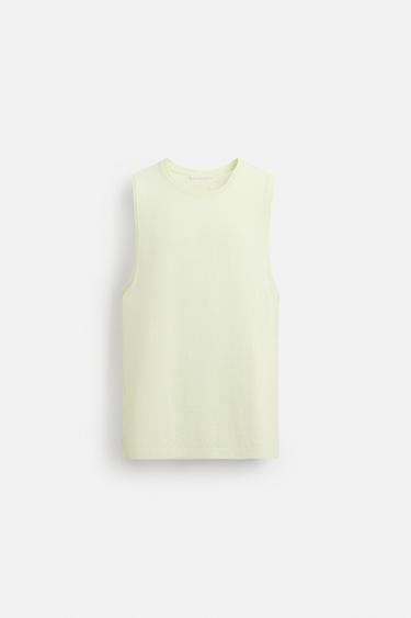 T-SHIRT DÉBARDEUR VISCOSE ET LIN - Citron vert de Zara - Image 6
