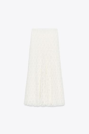 FALDA LARGA EVASÉ ENCAJE - Blanco de Zara