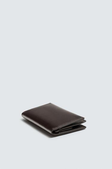 LEATHER FOLDING CARD HOLDER - Brown by Zara - Image 1