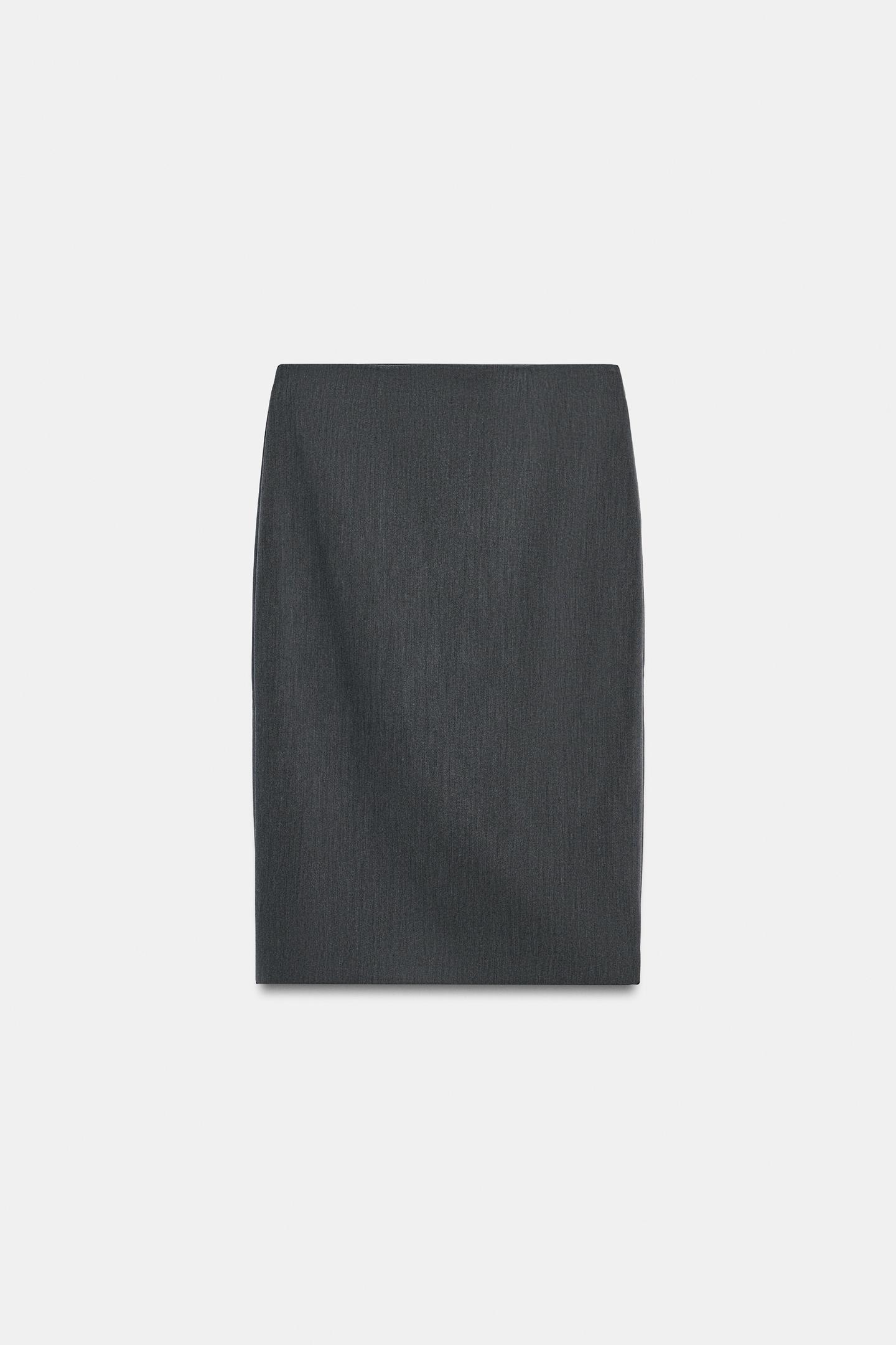 Женская юбка Zara MIDI, цвет: Тёмный серый — фото 5