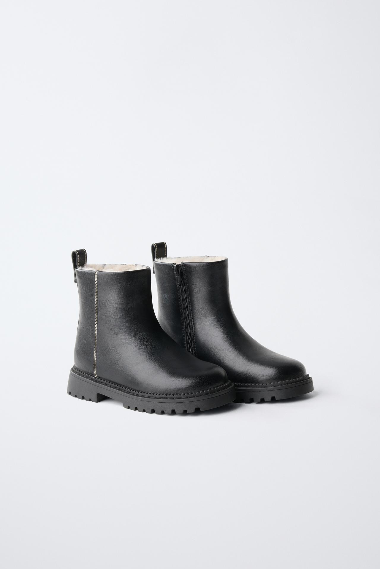 FUR-LINED BOOTIES — Black