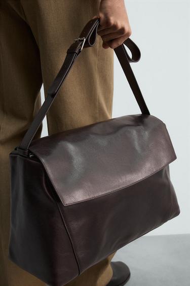 SAC BANDOULIÈRE OVERSIZE EN CUIR ÉDITION LIMITÉE - Marron de Zara - Image 2