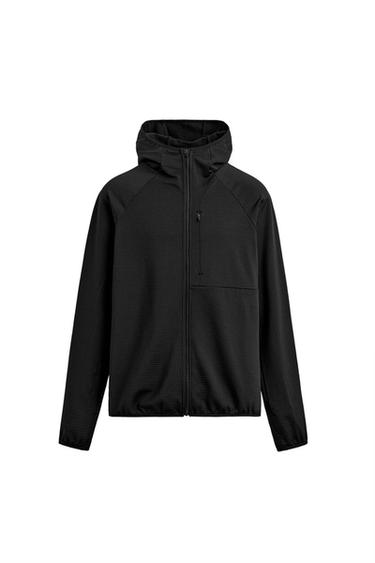 سترة بغطاء رأس تقنية مدمجة من الصوف - أسود by Zara