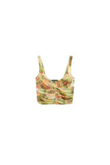 PRINTED TULLE CORSET TOP
