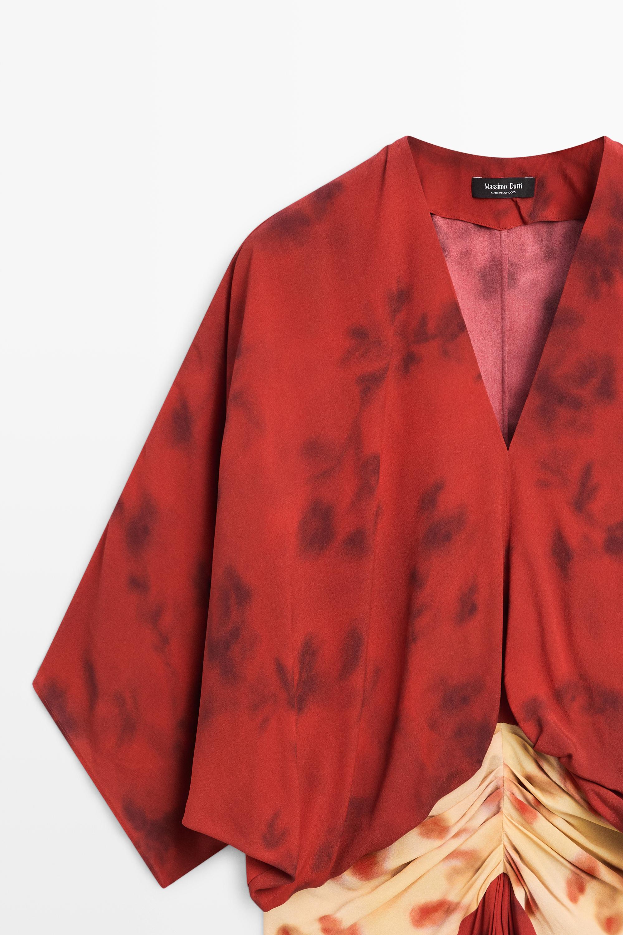 Printed flowing dress with sash detail