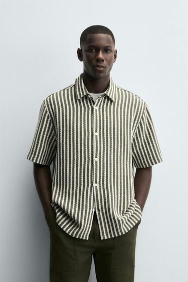 STRIPED JACQUARD SHIRT - Khaki by Zara