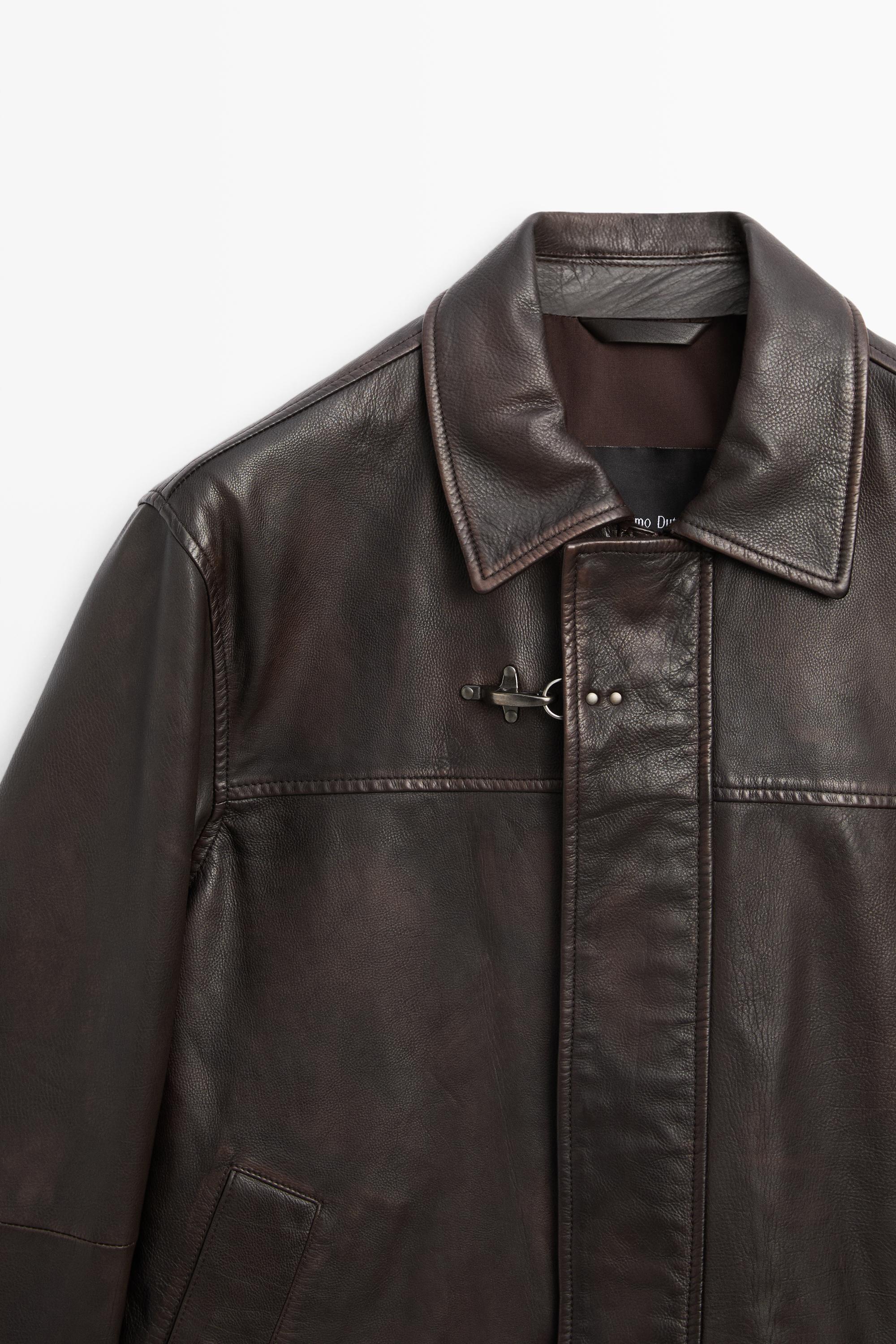 Nappa leather jacket with toggle details