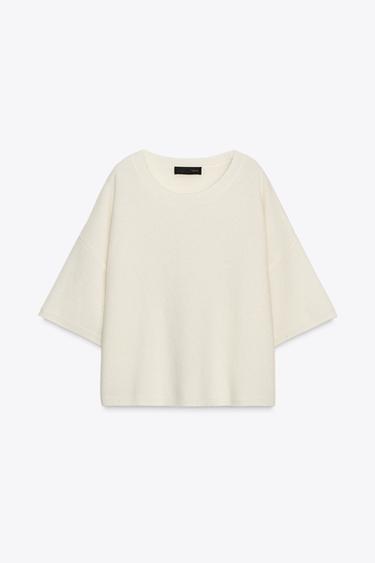 100% WOOL OVERSIZE SWEATER - Ecru by Zara - Image 5