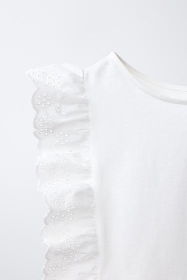 T-SHIRT BRODERIE SUISSE - Blanc de Zara - Image 2