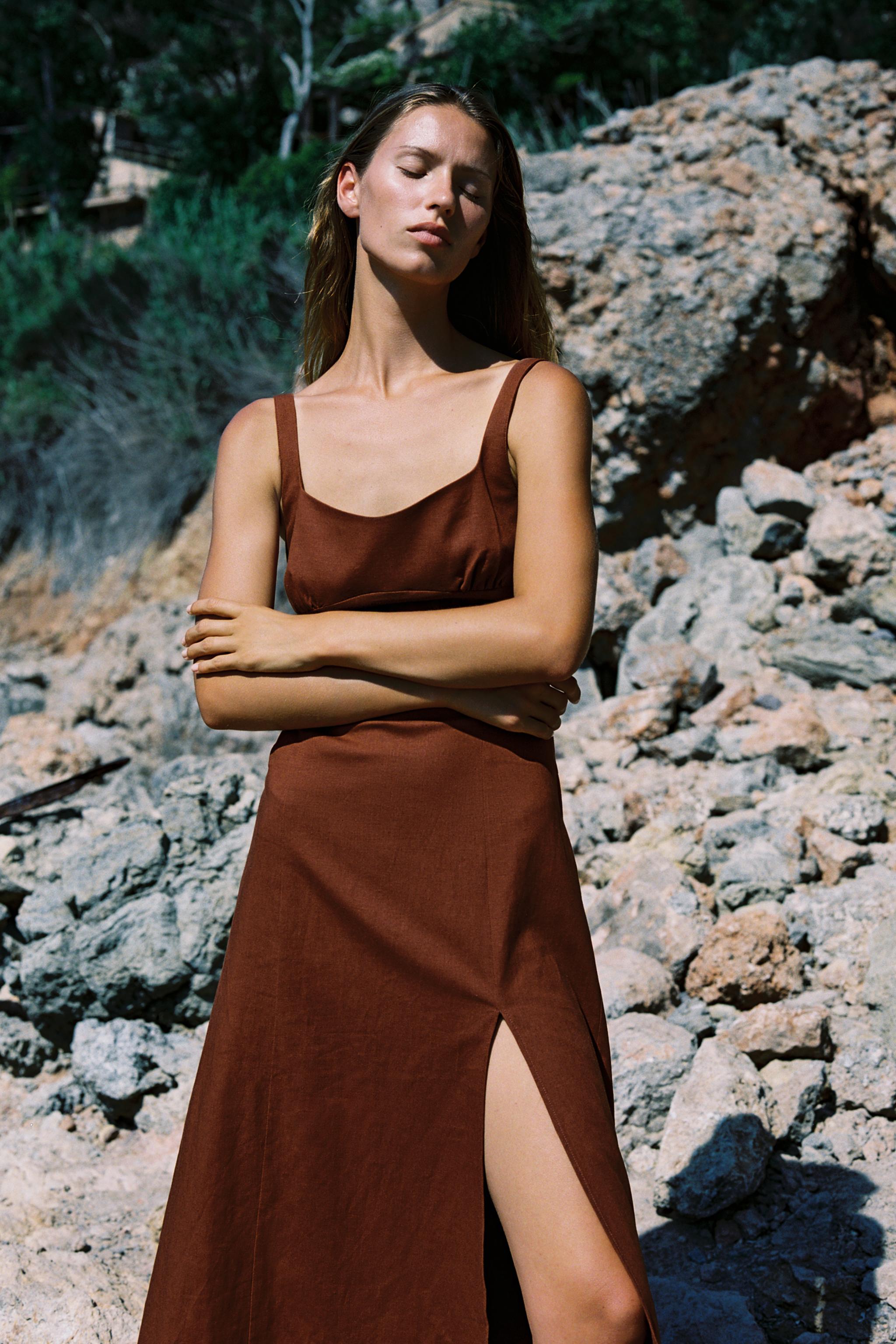 LINEN MIDI DRESS
