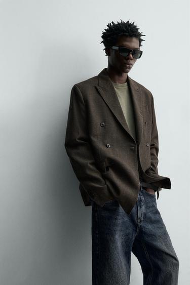 BLAZER CROISÉ EN LAINE - Marron foncé de Zara - Image 6