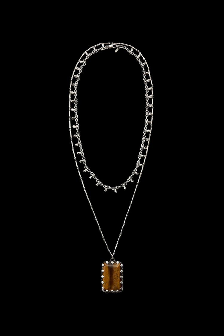 PACK OF 2 LINK AND STONE NECKLACES