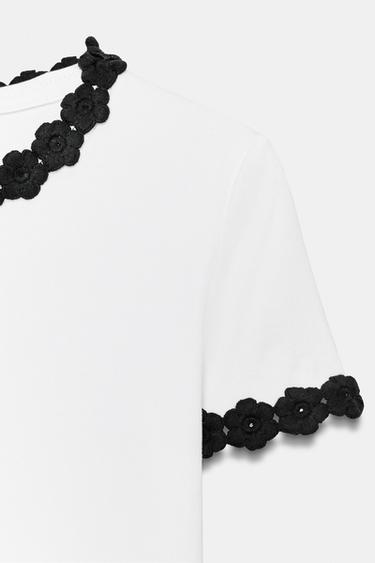 T-SHIRT PASSEMENTERIE FLEUR - Blanc de Zara - Image 6