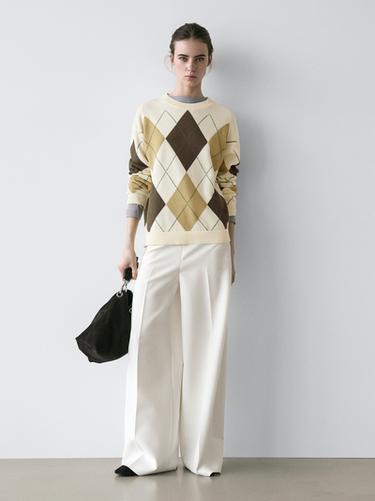 Jersey punto detalle rombos algodón - Crudo de Zara - Imagen 0