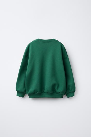 SWEATSHIRT WITH SLOGAN AND BEAR PATCHES - Green by Zara - Image 1