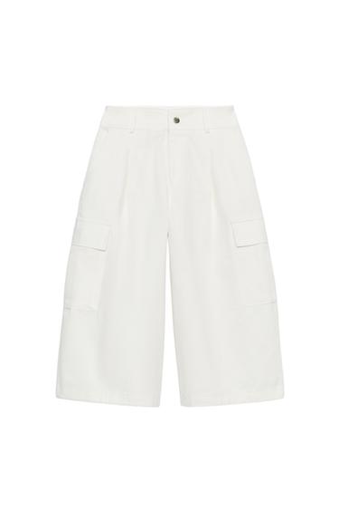 LONG CARGO BERMUDA SHORTS - Ecru by Zara