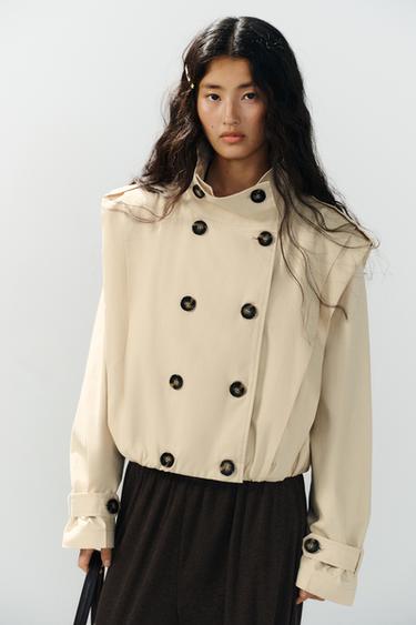 TRENCH COURT À PLIS - Sable de Zara - Image 3