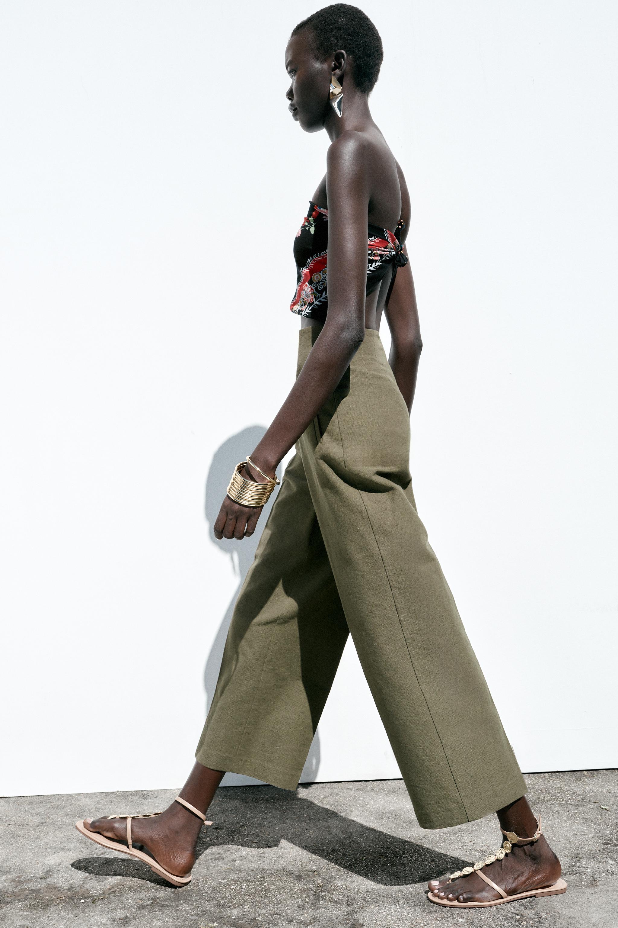 STRAIGHT LEG RUSTIC PANTS - Khaki | ZARA United States