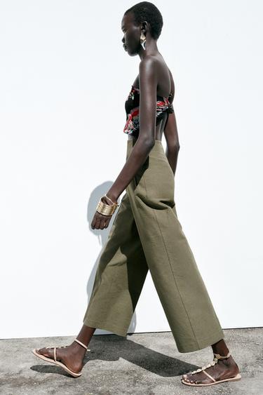 RUSTIC STRAIGHT-LEG TROUSERS - Khaki by Zara - Image 4