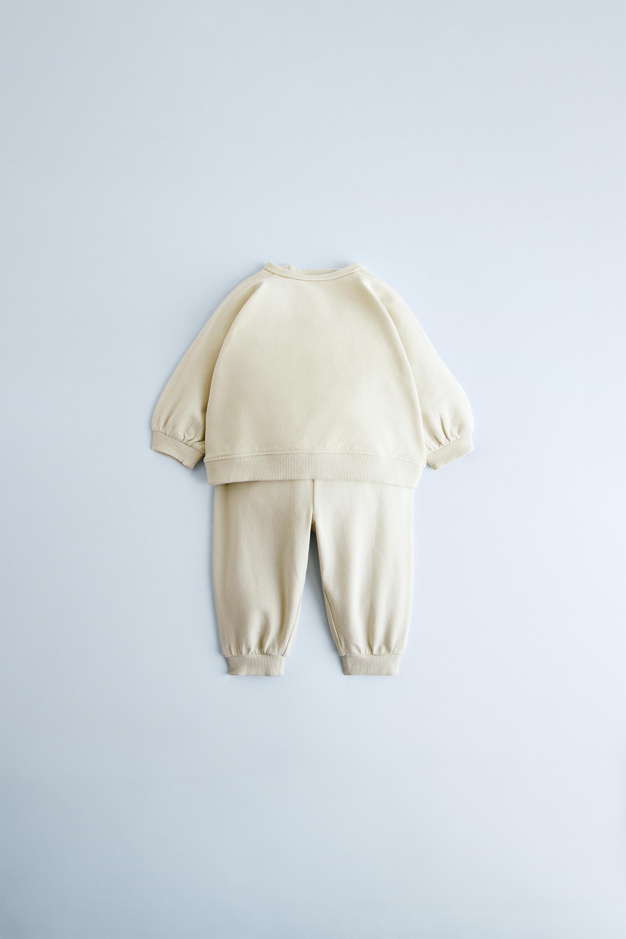 PLAIN SWEATSHIRT AND PANTS PLUSH MATCHING SET - Ecru | ZARA Canada