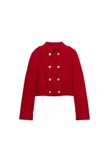 FITTED BUTTON-UP JACKET - Red by Zara