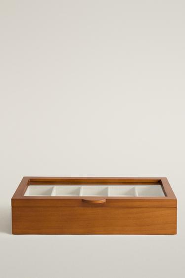 WOODEN AND LINEN WATCH BOX — Brown 1