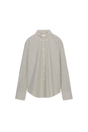 Zara ZW COLLECTION 格紋襯衫 - 裸色 / 藍色