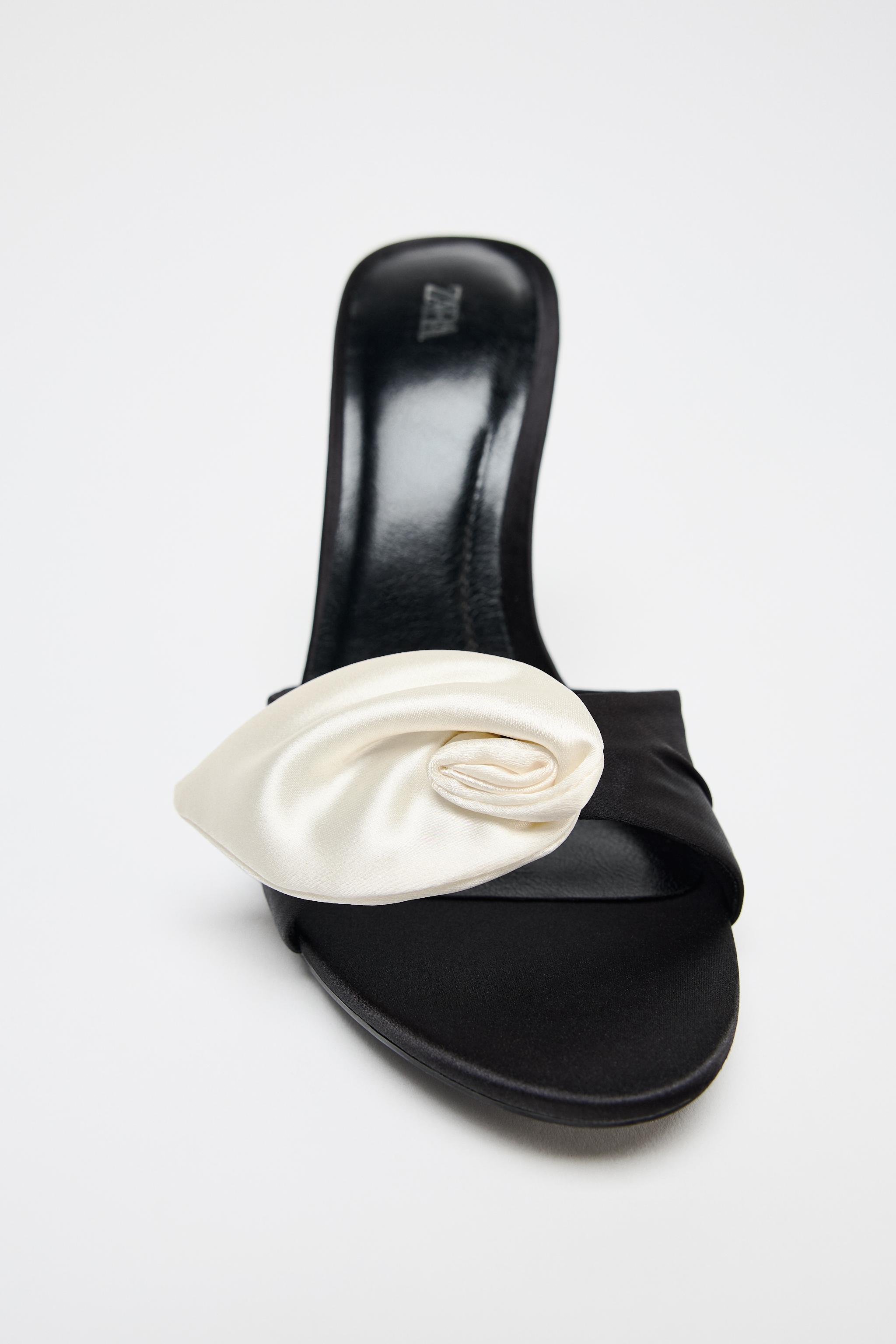 Y様 SATIN EFFECT FLOWER HEELED SANDALS - Multi-color | ZARA