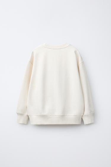 EMBROIDERED SLOGAN SWEATSHIRT - Mid-ecru by Zara - Image 1
