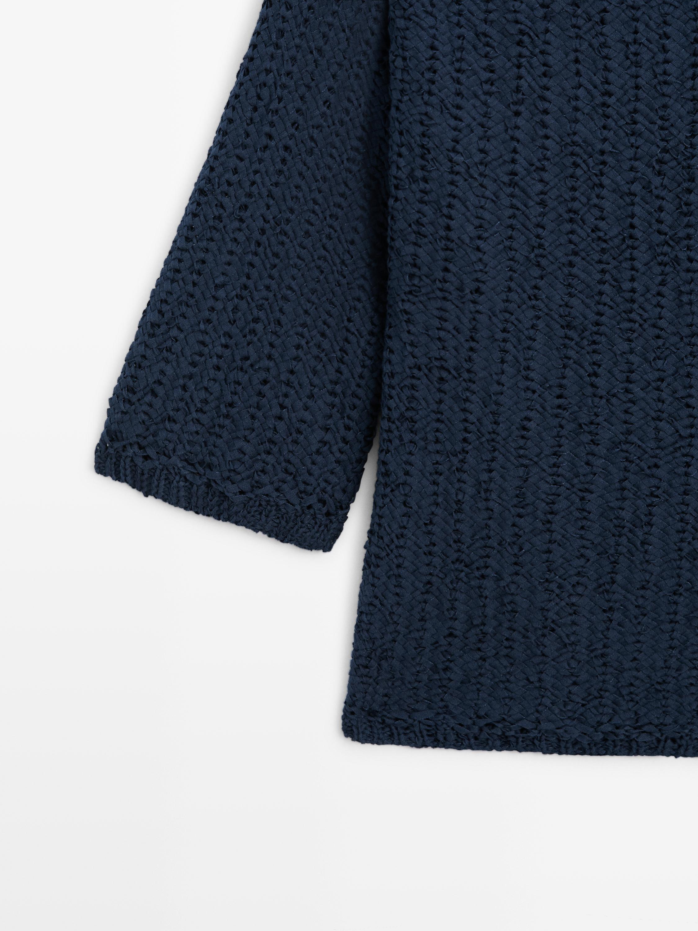 Pull en maille structurée de coton mélangé