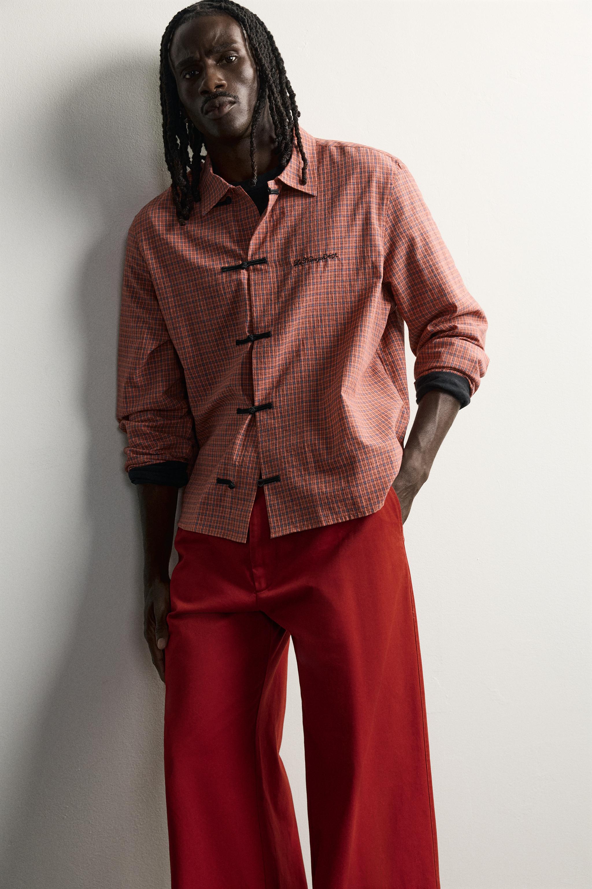 CHECKED FROG FASTENING SHIRT