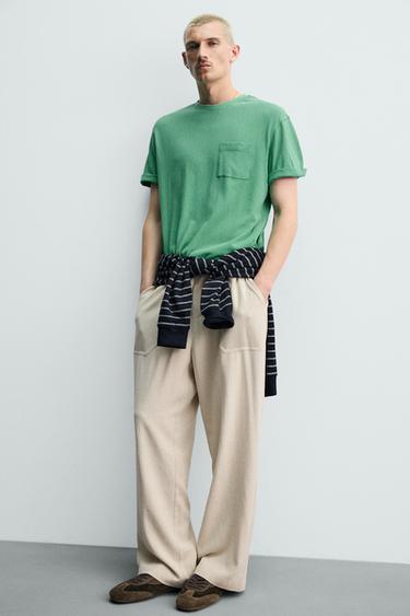 RELAXED FIT VISCOSE - LINEN TROUSERS - Light beige by Zara - Image 4
