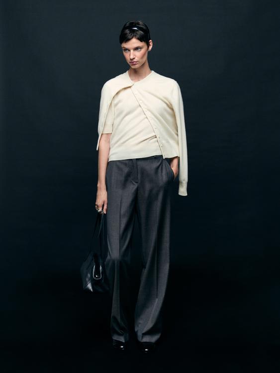 Wool blend knit cardigan