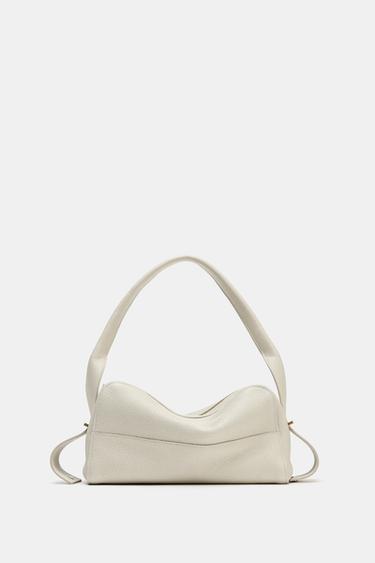 LEATHER SHOULDER BAG - Ecru by Zara