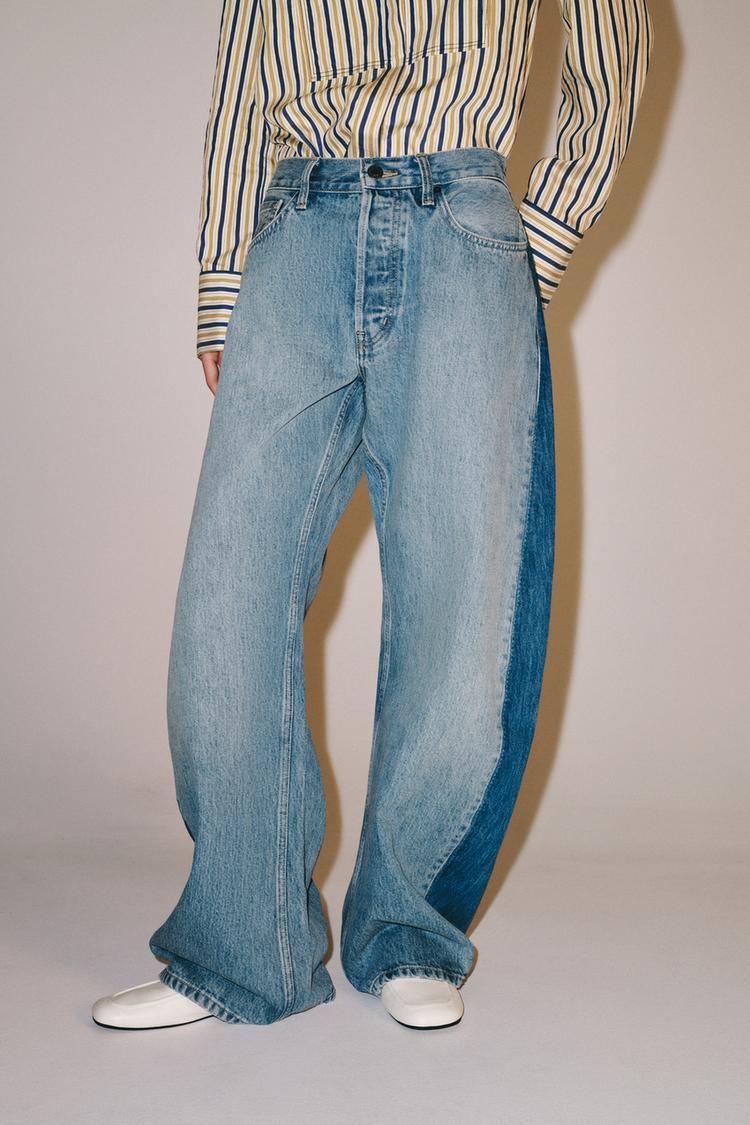 Jeans ZW COLLECTION de tiro medio y pierna barril con patchwork 2