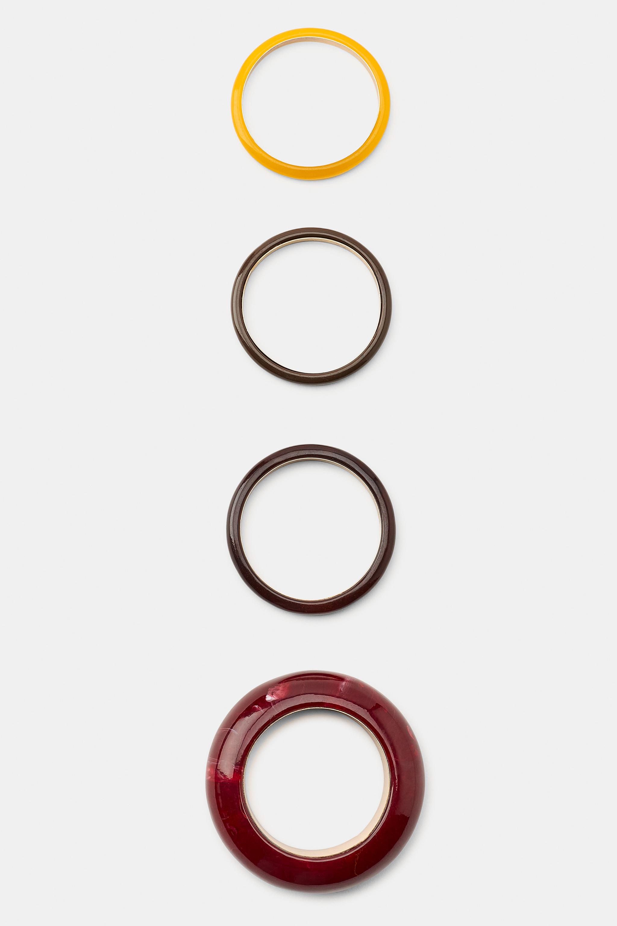 LOT DE 4 BRACELETS RIGIDES EN RÉSINE