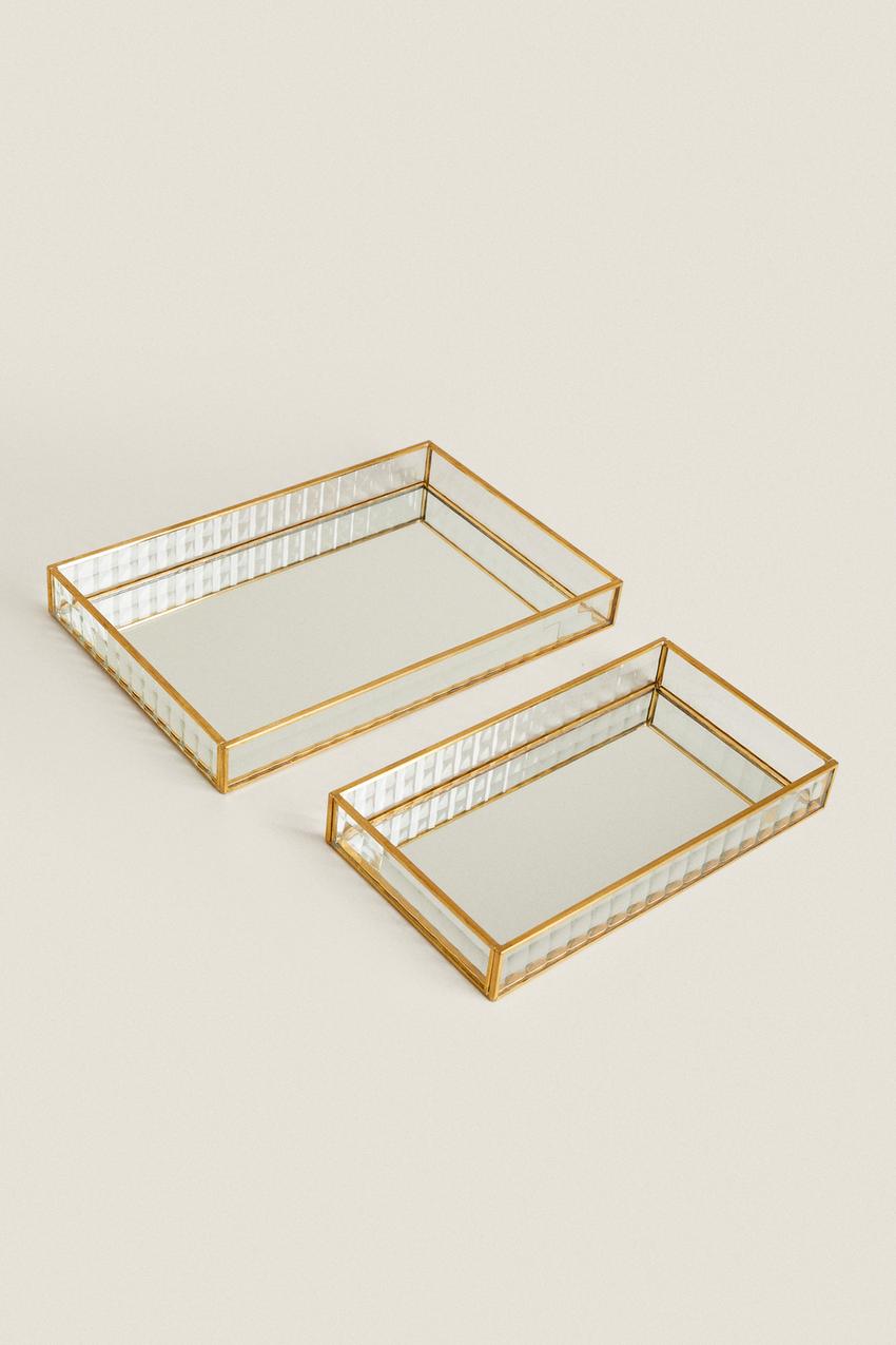 DECORATIVE TRAY WITH GOLD RIM - Gold