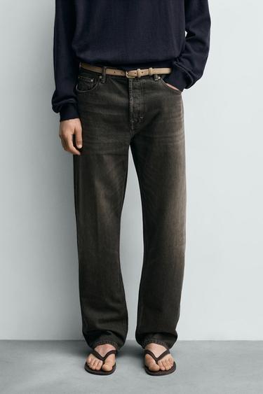Zara 直筒版牛仔褲 - 棕色