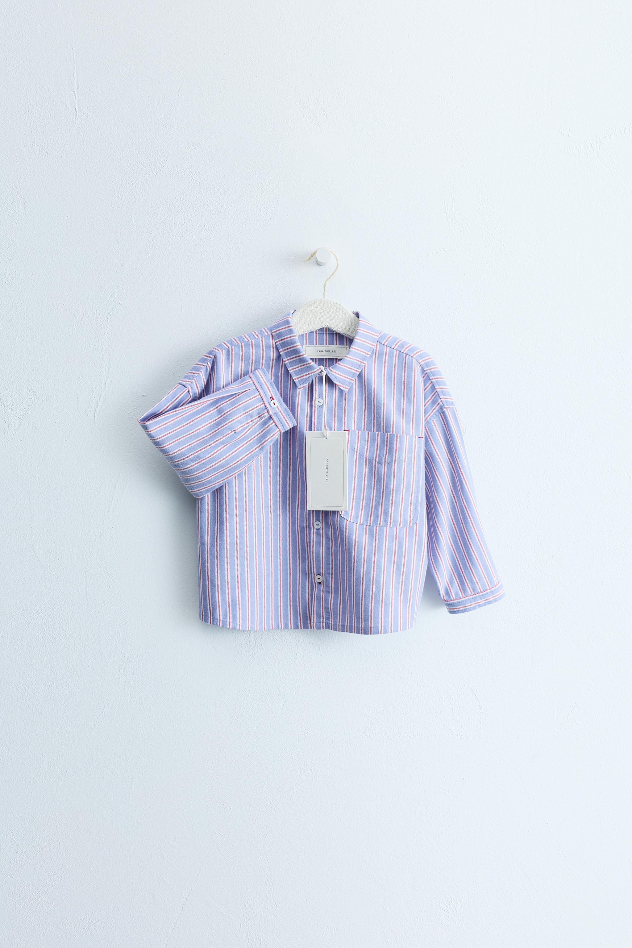ZARA TIMELESS - STRIPED POCKET SHIRT — Blue