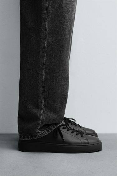 Zara THICK SOLE LEATHER SNEAKERS - Black - Image 0