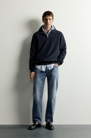 SWEAT COL ZIPPÉ BASIQUE - Bleu marine de Zara - Image 0