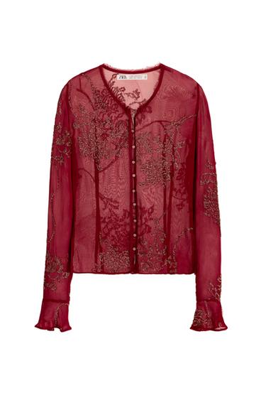 LIMITED EDITION SEMI-SHEER BLOUSE WITH APPLIQUÉS
