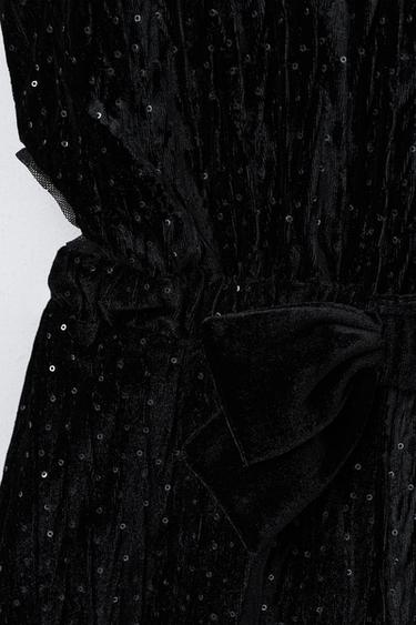 COMBINAISON LONGUE EN VELOURS À PAILLETTES - Noir de Zara - Image 3