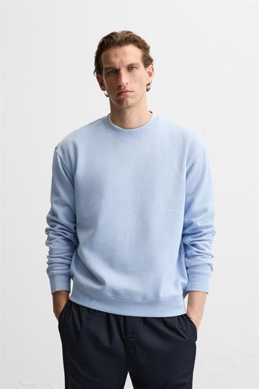 BASIC CREW NECK SWEATSHIRT - Sky blue by Zara