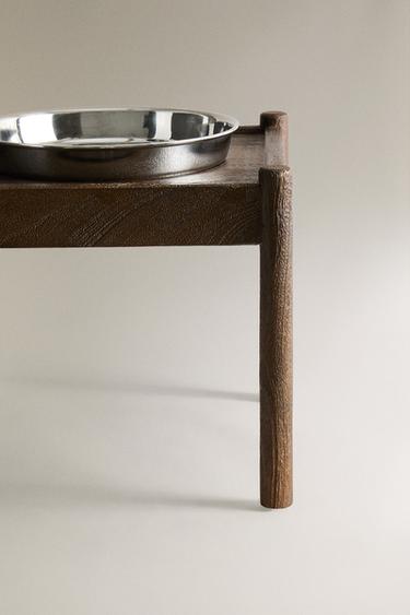 TALL WOODEN PET FOOD BOWL - Brown by Zara - Image 4