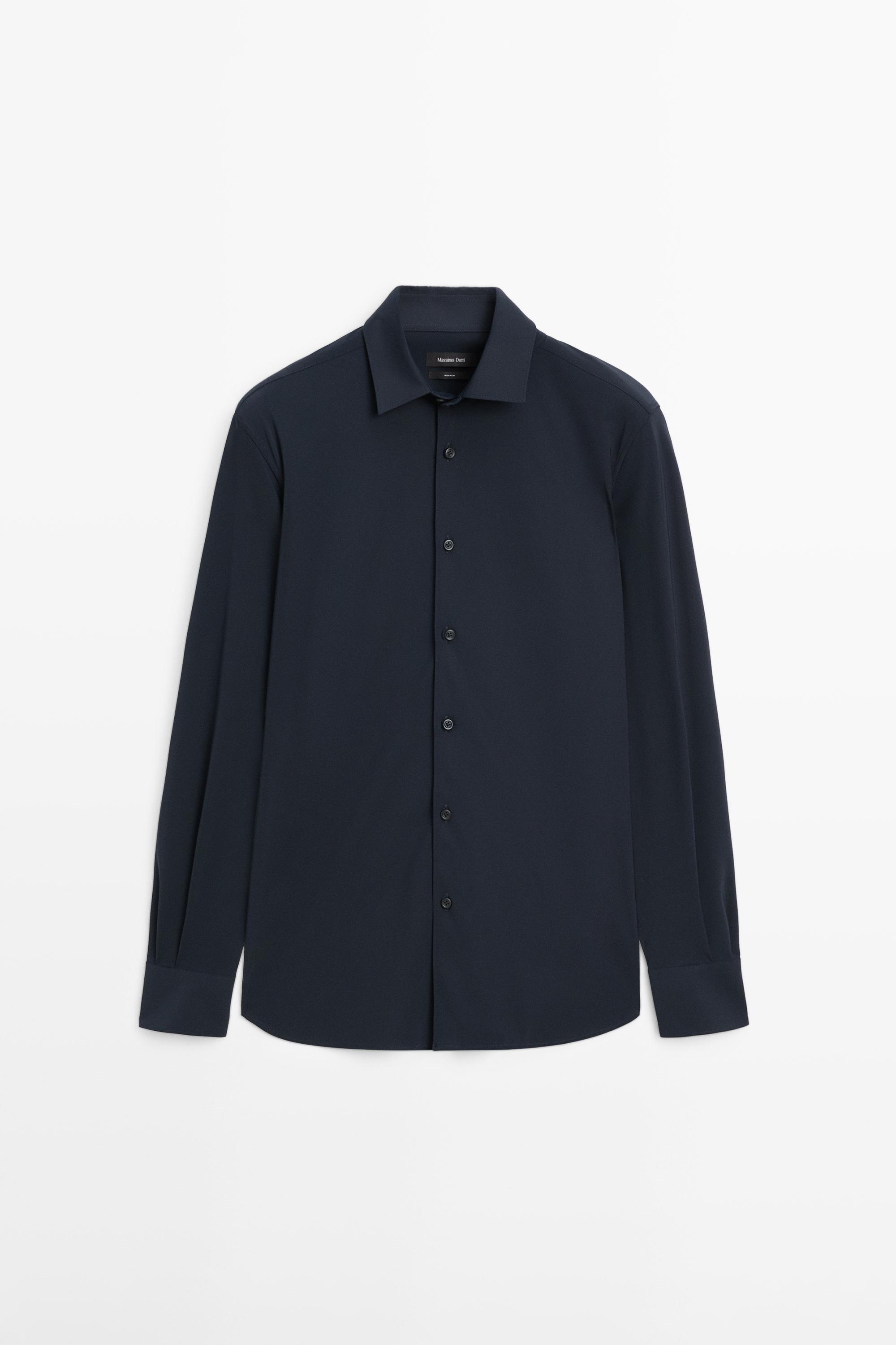 Slim fit stretch shirt — Navy blue
